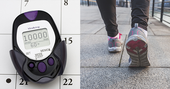 Closeup of female runner in running shoes going for a run on bridge.