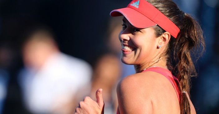 Ana Ivanovic from Serbia celebrates after she beats Daria Gavrilova from Australia during the second day of the Dubai Tennis Championships in Dubai, United Arab Emirates, Tuesday, Feb. 16, 2016. (AP Photo/Kamran Jebreili)