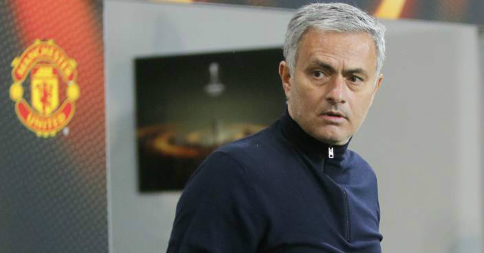 Manchester United’s  coach Jose Mourinho  prior the Europa League group A soccer match between Manchester United and Zorya Luhansk at Chornomorets stadium in Odessa, Ukraine, Thursday, Dec. 8, 2016.  (AP Photo/Efrem Lukatsky)