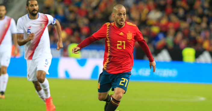 Spain’s David Silva dribbles the ball during the international friendly soccer match between Spain and Costa Rica in Malaga, Spain, Saturday, Nov. 11, 2017. (AP Photo/Miguel Morenatti)